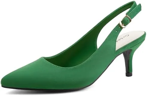 greatonu womens green faux suede kitten heel slingback dress pump size 9