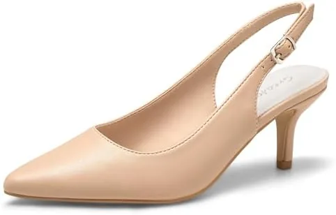 greatonu womens nude sexy pointed closed toe comfortable slingback pumps court shoes size 10 us